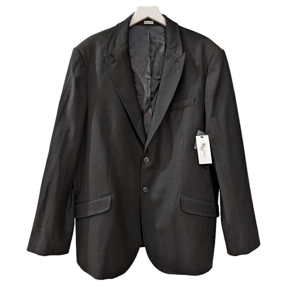 NWT Calvin Klein Men's 100% Wool Two Button Blazer Black Size 2XL 46/48 Reg - Picture 1 of 10